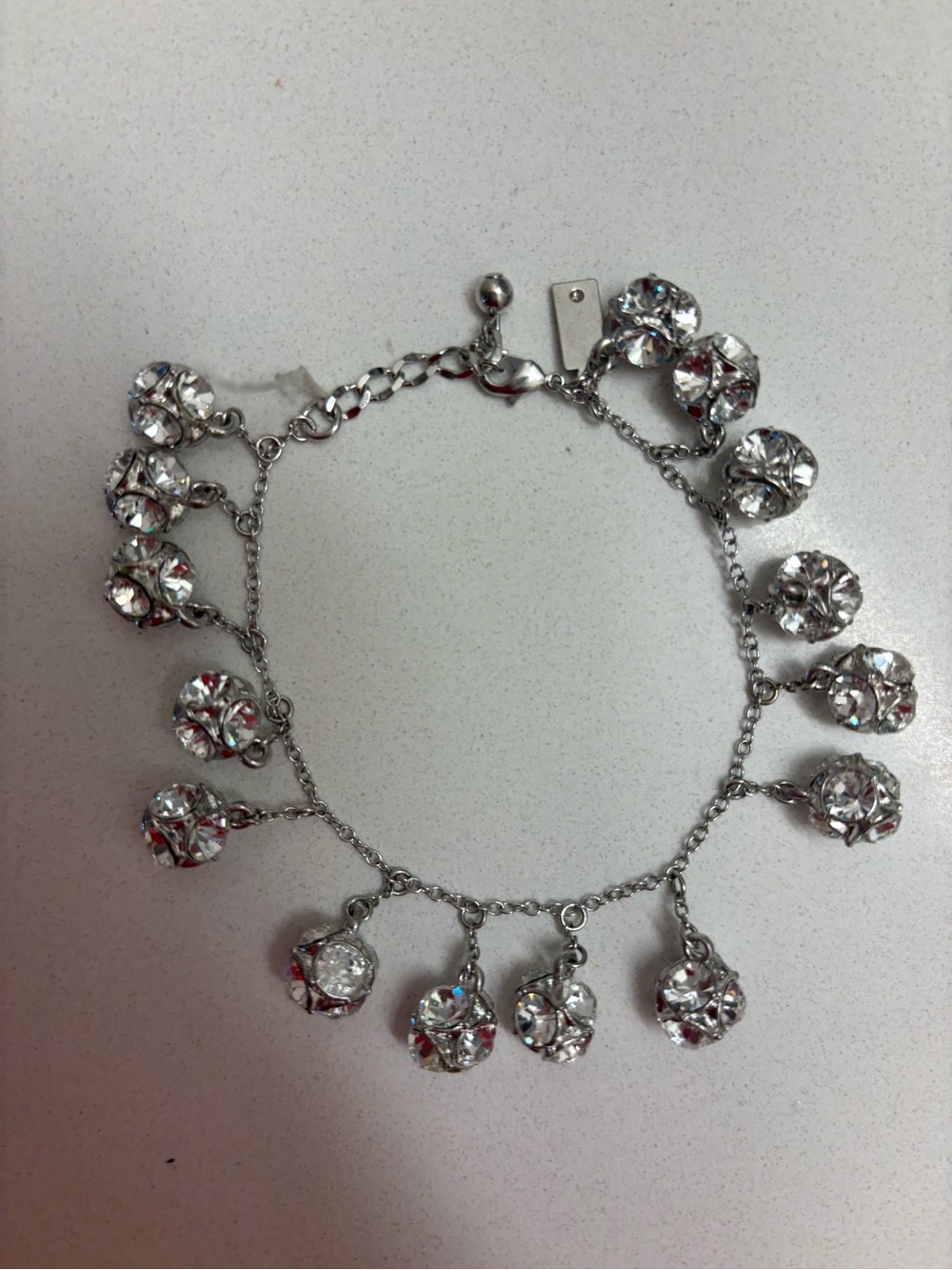 Kate Spade Silver-Tone Crystal Drop Charm Bracelet - Clear